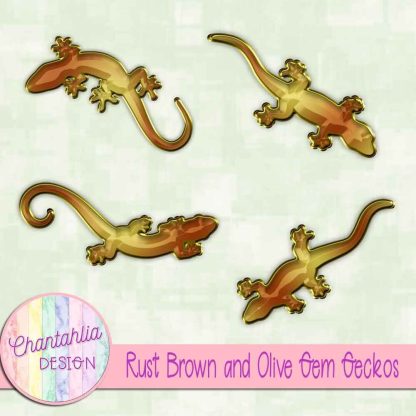 Free rust brown and olive gem geckos