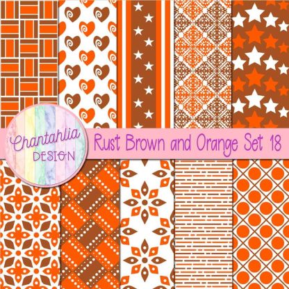 Free rust brown and orange digital papers set 18