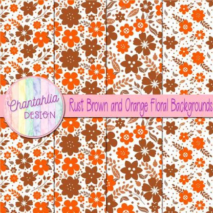 Free rust brown and orange floral backgrounds