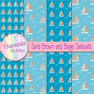 Free sand brown and beige sailboats digital papers