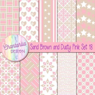 Free sand brown and dusty pink digital papers set 18