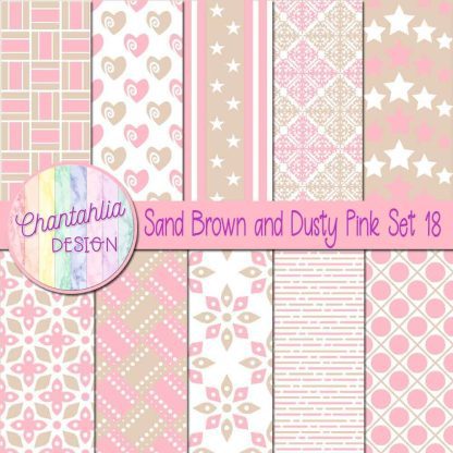 Free sand brown and dusty pink digital papers set 18