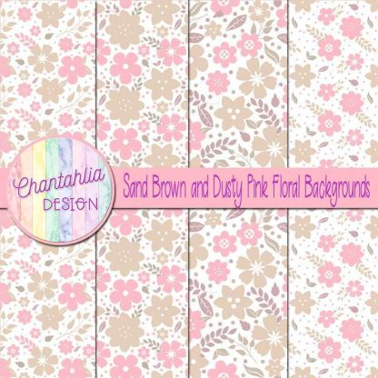 Free sand brown and dusty pink floral backgrounds
