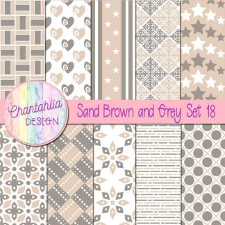 Free sand brown and grey digital papers set 18