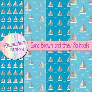 Free sand brown and grey sailboats digital papers