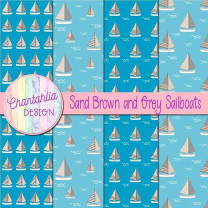 Free sand brown and grey sailboats digital papers