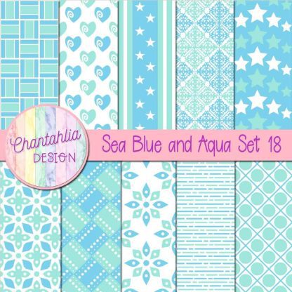 Free sea blue and aqua digital papers set 18