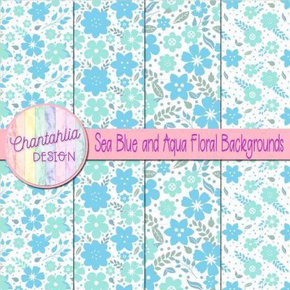 Free sea blue and aqua floral backgrounds