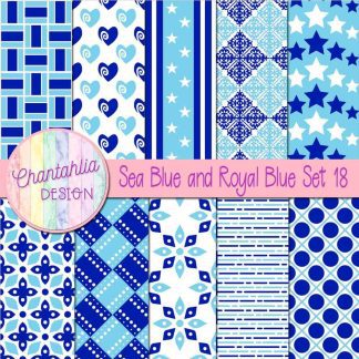 Free sea blue and royal blue digital papers set 18
