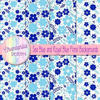 Free sea blue and royal blue floral backgrounds
