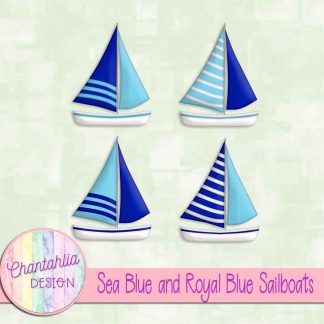 Free sea blue and royal blue sailboats