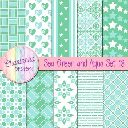 Free sea green and aqua digital papers set 18