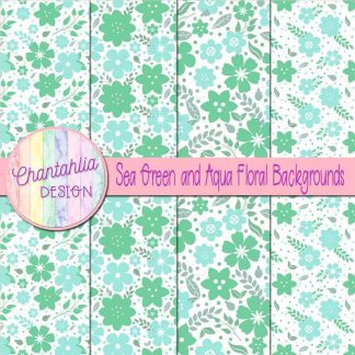 Free sea green and aqua floral backgrounds