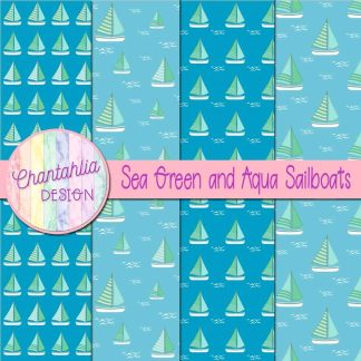 Free sea green and aqua sailboats digital papers