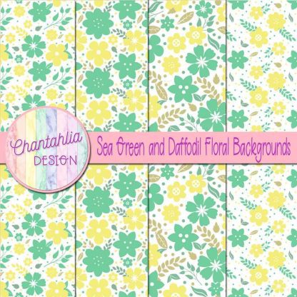 Free sea green and daffodil floral backgrounds