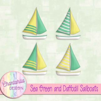 Free sea green and daffodil sailboats