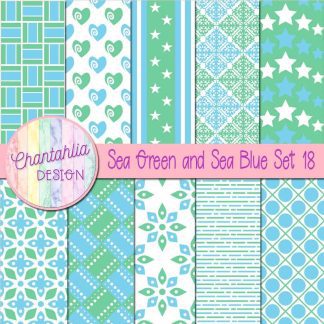 Free sea green and sea blue digital papers set 18