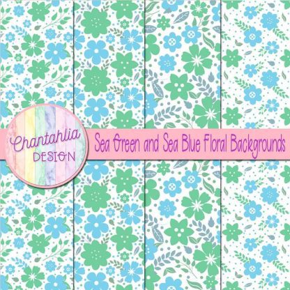 Free sea green and sea blue floral backgrounds