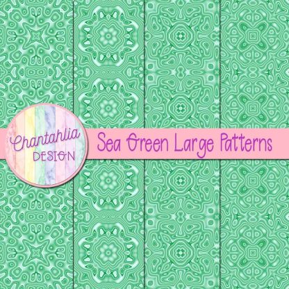 Free sea green large patterns digital papers