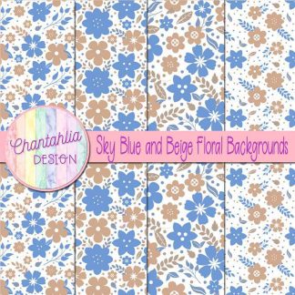 Free sky blue and beige floral backgrounds