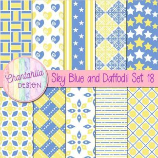 Free sky blue and daffodil digital papers set 18