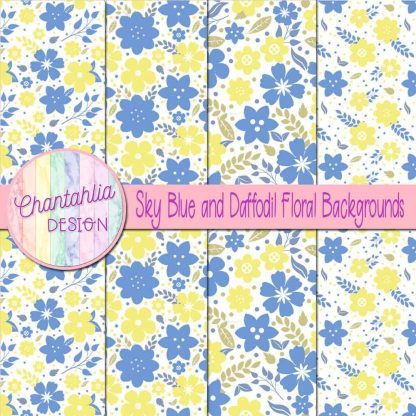 Free sky blue and daffodil floral backgrounds