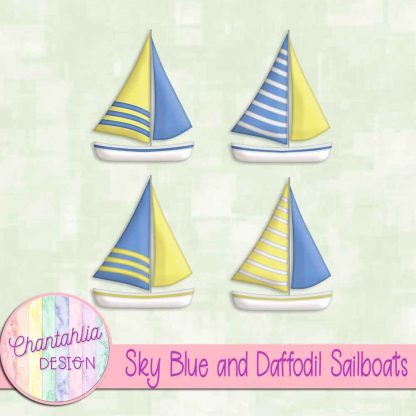 Free sky blue and daffodil sailboats