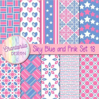 Free sky blue and pink digital papers set 18