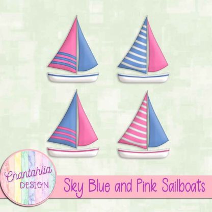 Free sky blue and pink sailboats