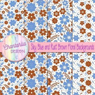 Free sky blue and rust brown floral backgrounds