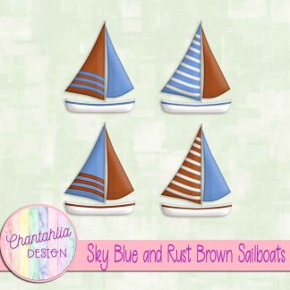 Free sky blue and rust brown sailboats