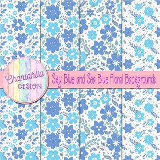 Free sky blue and sea blue floral backgrounds
