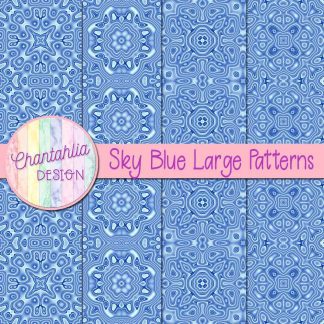 Free sky blue large patterns digital papers
