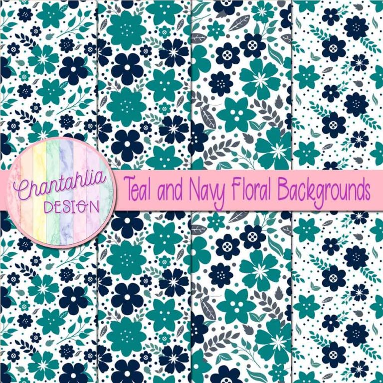 Teal And Navy Floral Backgrounds