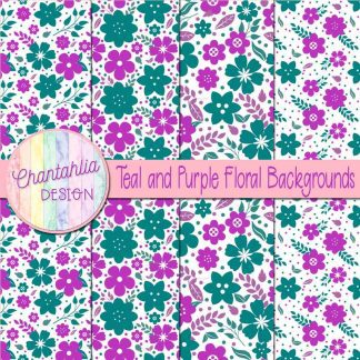 Free teal and purple floral backgrounds