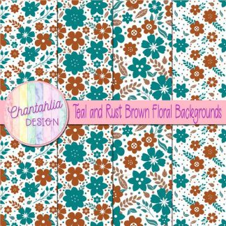Free teal and rust brown floral backgrounds
