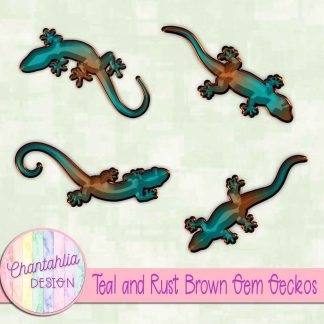 Free teal and rust brown gem geckos
