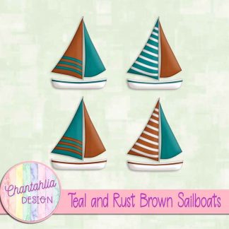 Free teal and rust brown sailboats