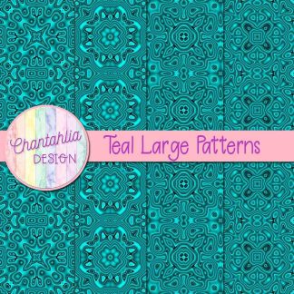 Free teal large patterns digital papers