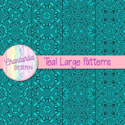 Free teal large patterns digital papers