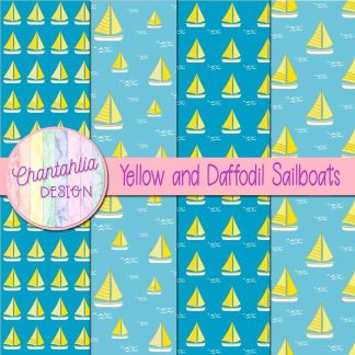 Free yellow and daffodil sailboats digital papers