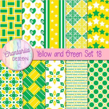 Free yellow and green digital papers set 18