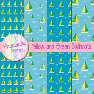 Free yellow and green sailboats digital papers