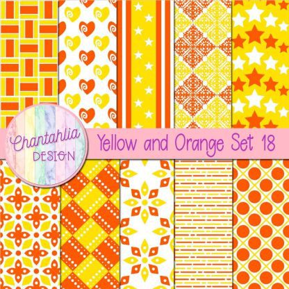 Free yellow and orange digital papers set 18