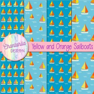 Free yellow and orange sailboats digital papers
