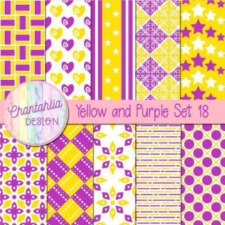 Free yellow and purple digital papers set 18