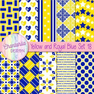 Free yellow and royal blue digital papers set 18