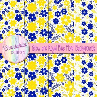 Free yellow and royal blue floral backgrounds