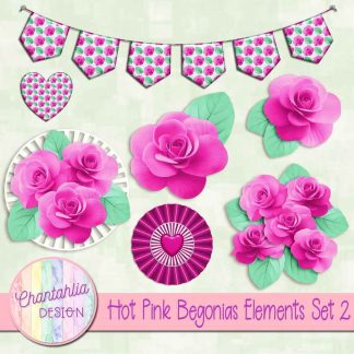 Free design elements in a Hot Pink Begonias theme