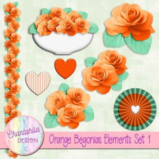 Free design elements in an Orange Begonias theme